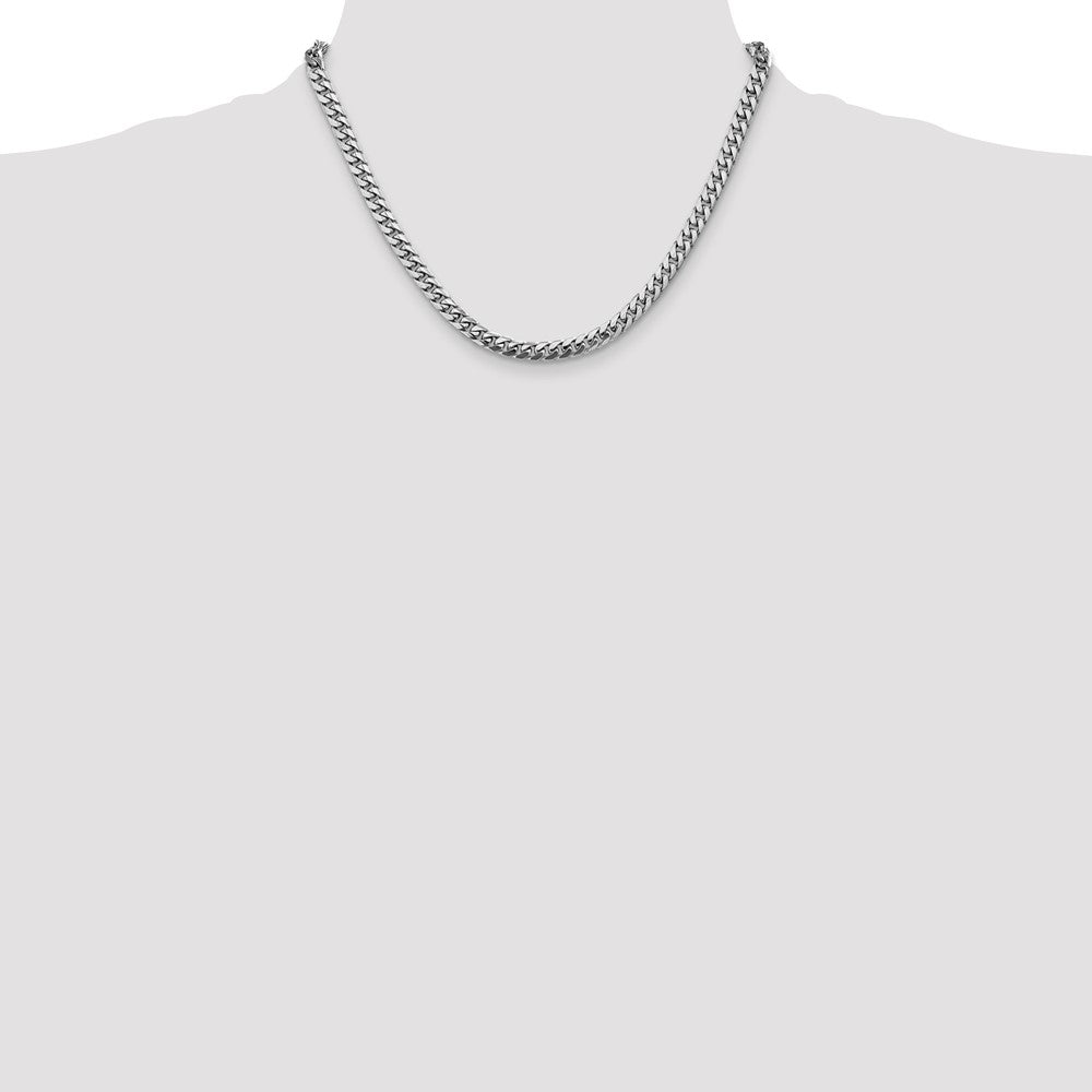 14K White Gold 18 inch 5mm Solid Miami Cuban Link with Lobster Clasp Chain