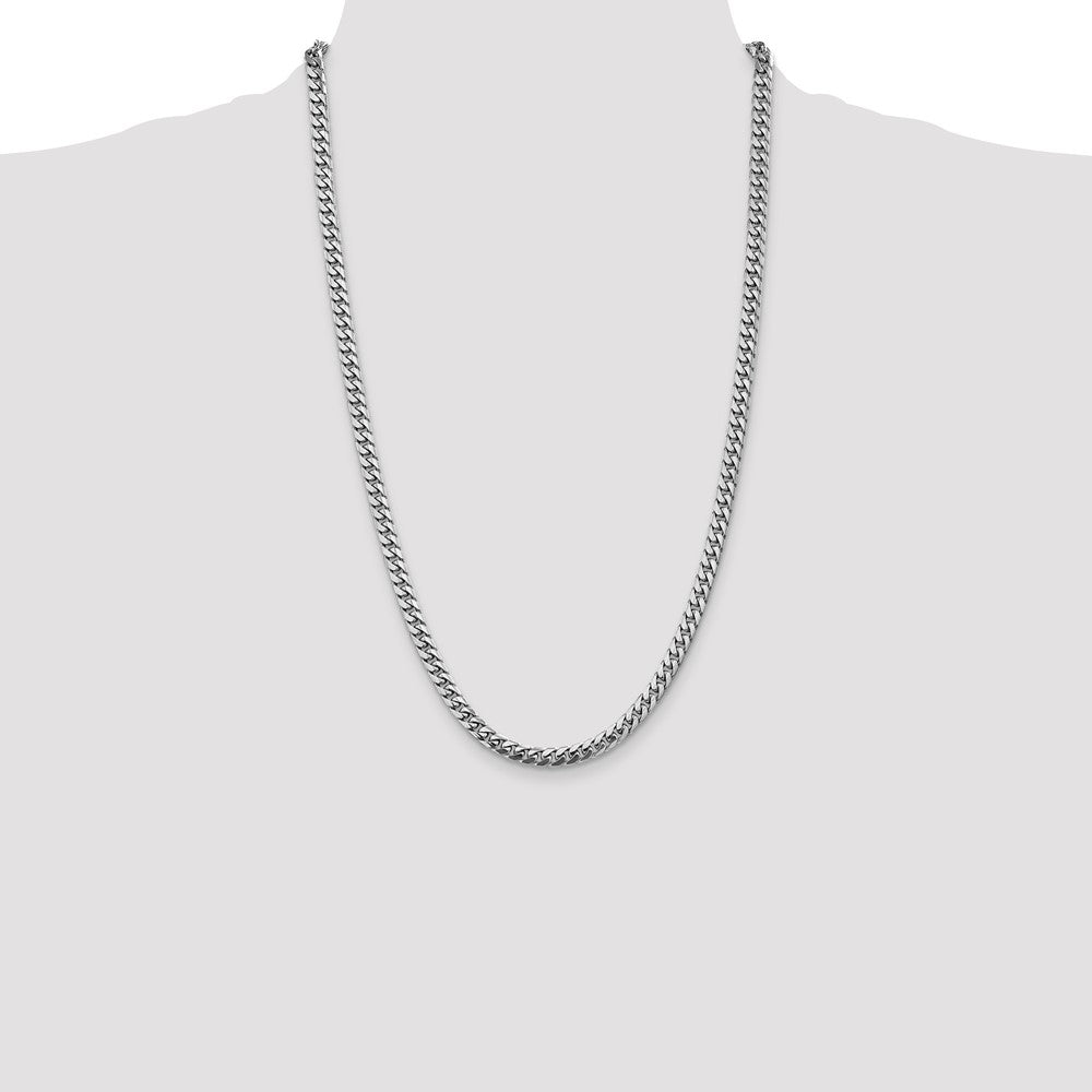 14K White Gold 26 inch 5mm Solid Miami Cuban Link with Lobster Clasp Chain
