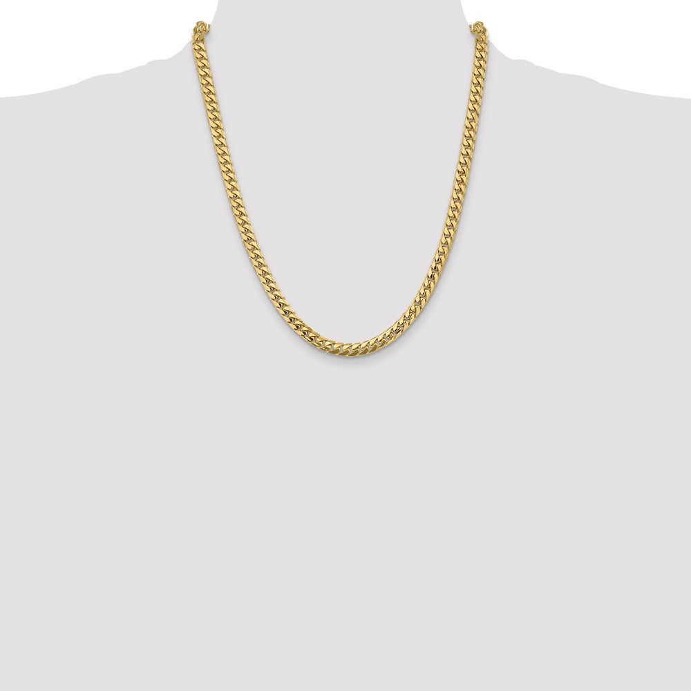 14K 22 inch 5.5mm Solid Miami Cuban Link with Lobster Clasp Chain