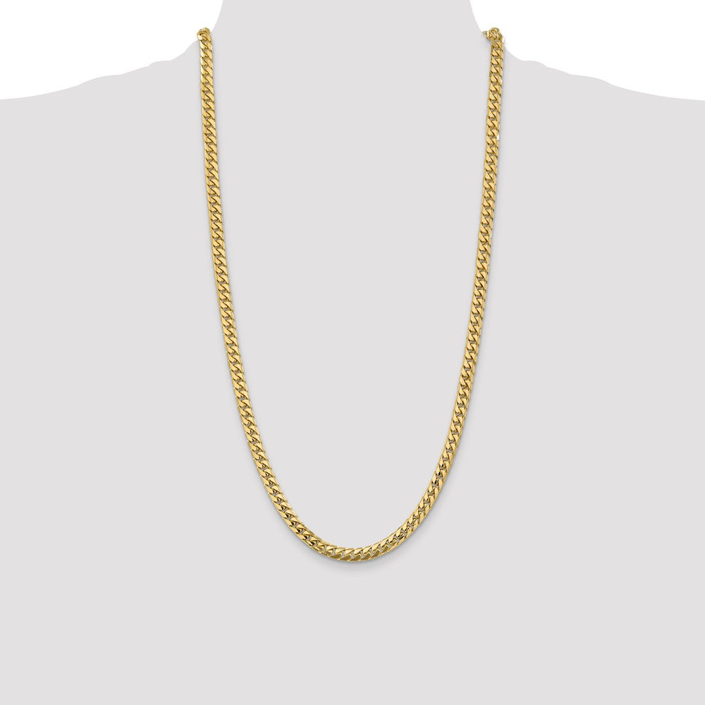 14K 28 inch 5.5mm Solid Miami Cuban Link with Lobster Clasp Chain