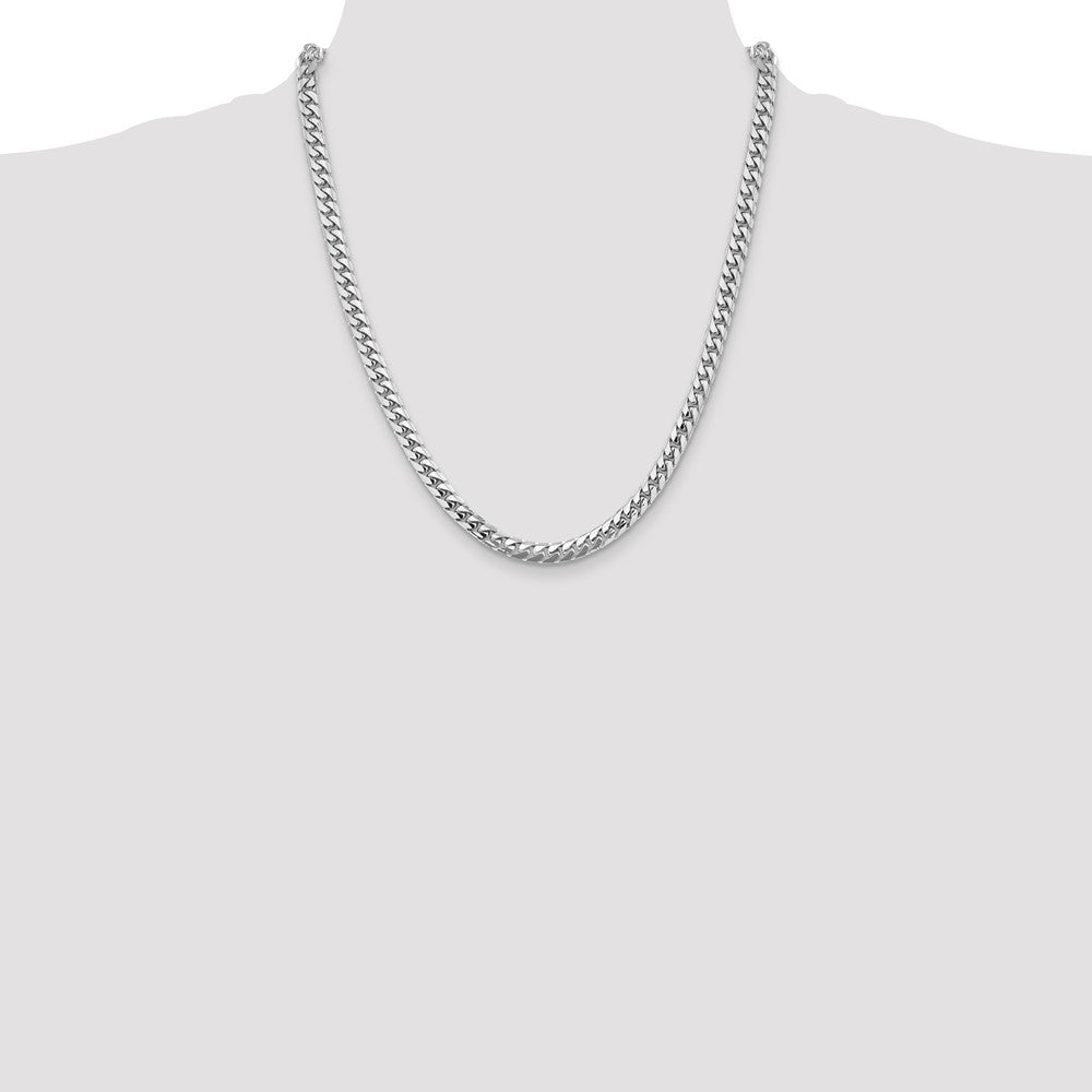 14K White Gold 22 inch 5.5mm Solid Miami Cuban Link with Lobster Clasp Chain
