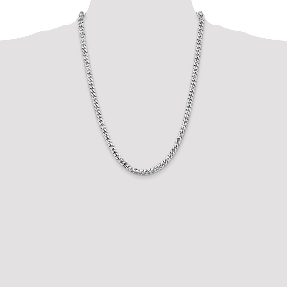 14K White Gold 24 inch 5.5mm Solid Miami Cuban Link with Lobster Clasp Chain