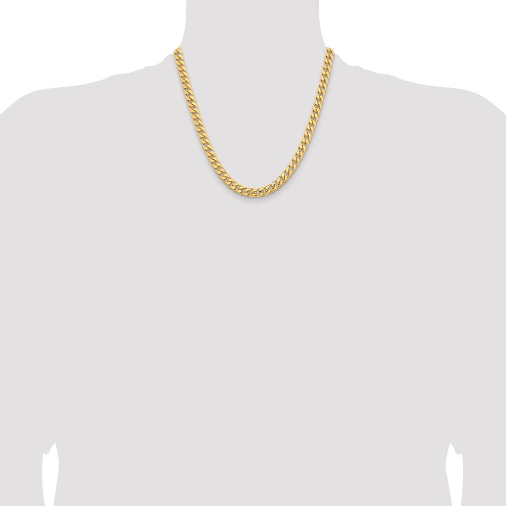 14K 20 inch 6.75mm Solid Miami Cuban Link with Lobster Clasp Chain