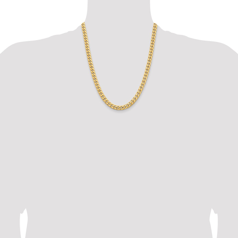 14K 22 inch 6.75mm Solid Miami Cuban Link with Lobster Clasp Chain