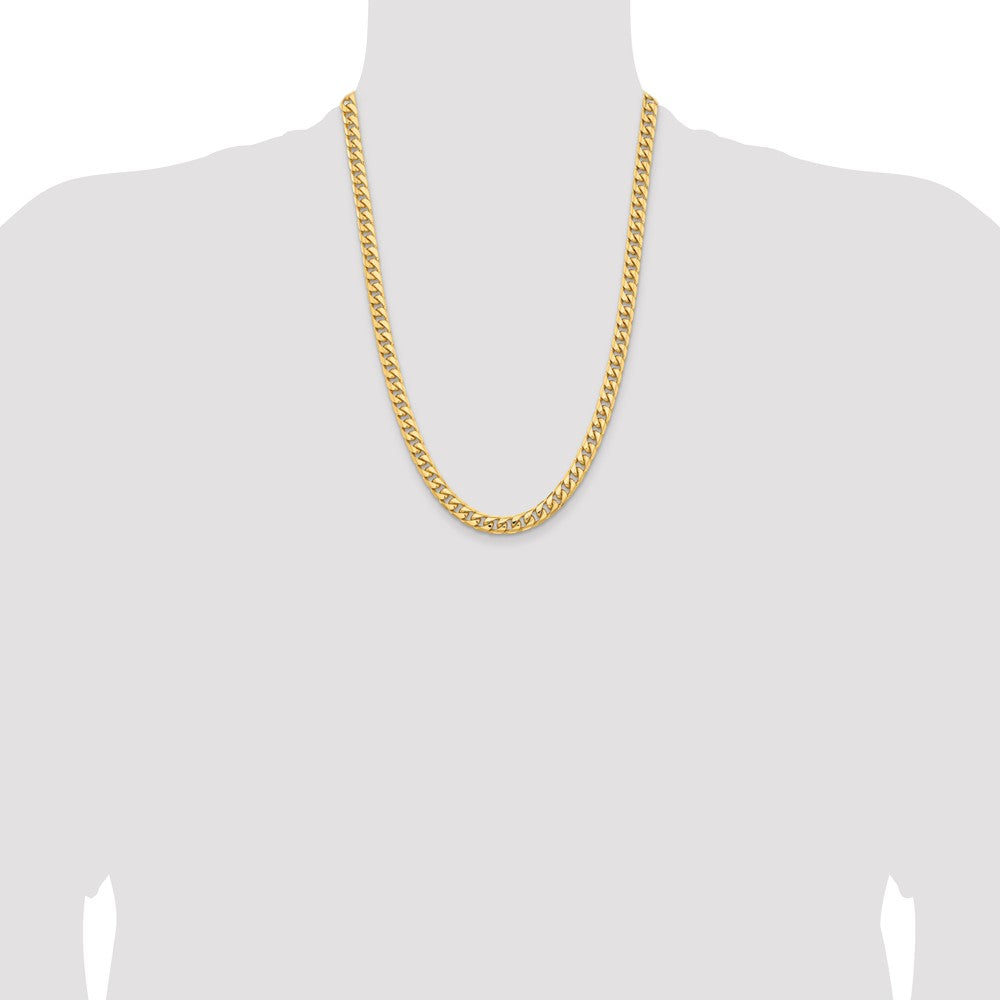14K 24 inch 6.75mm Solid Miami Cuban Link with Lobster Clasp Chain