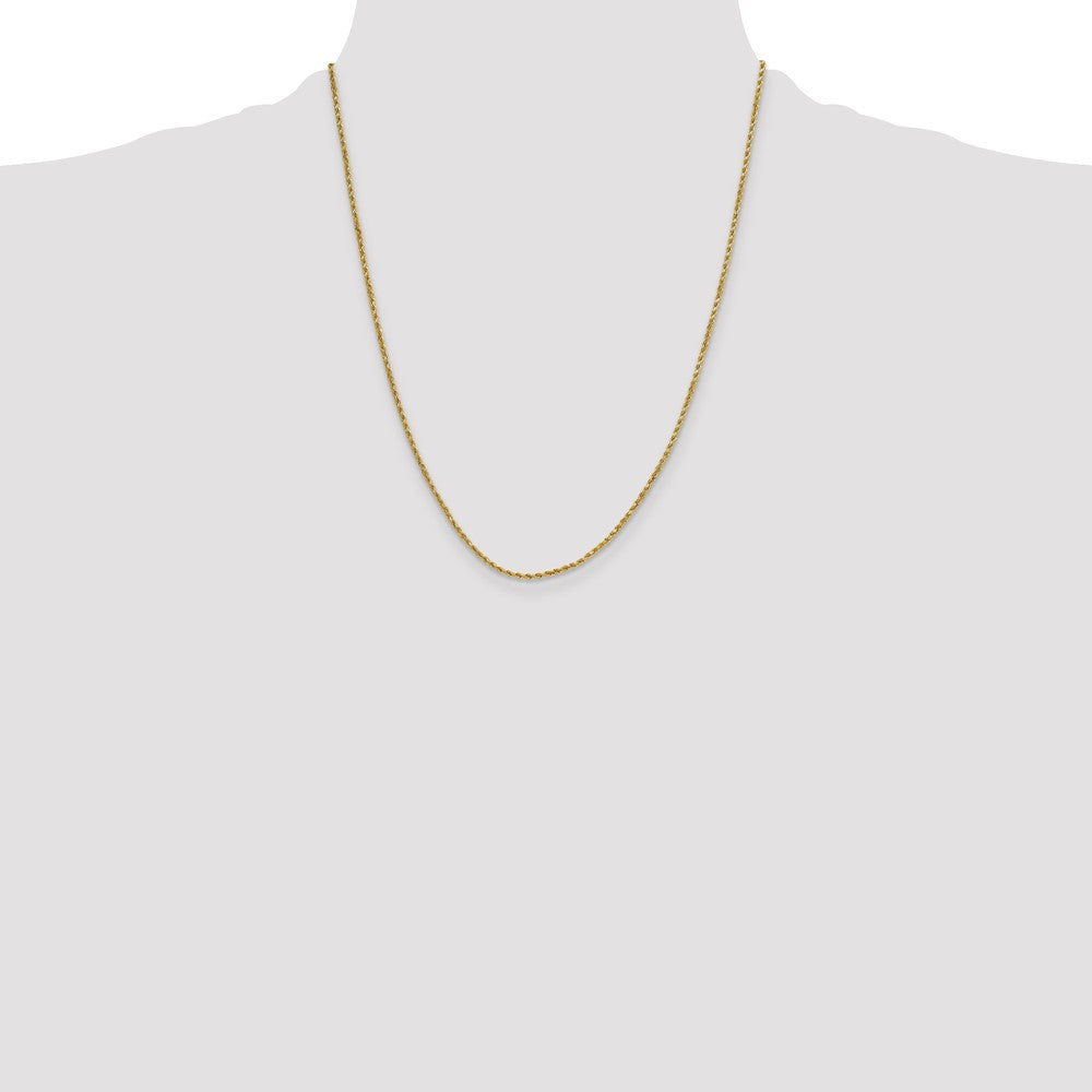14K 22 inch 2mm Semi Solid Diamond-cut Rope with Lobster Clasp Chain