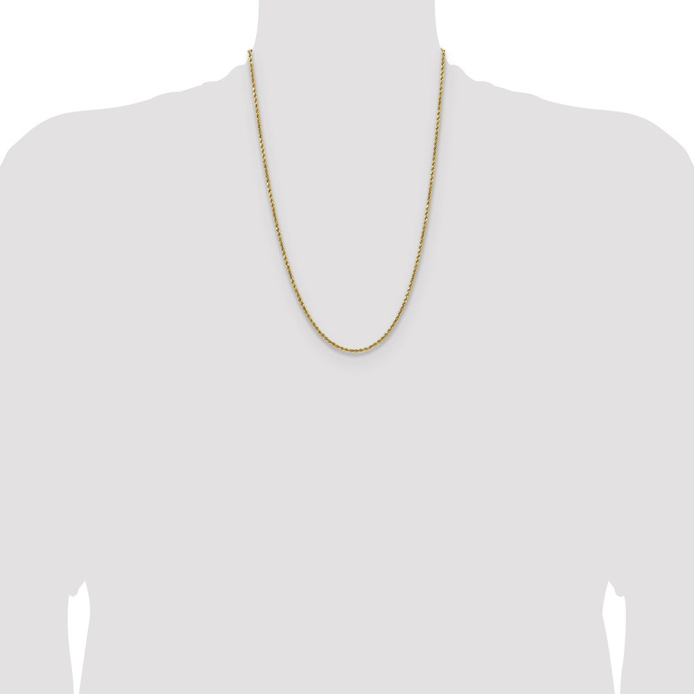 14K 24 inch 2.5mm Semi Solid Diamond-cut Rope with Lobster Clasp Chain