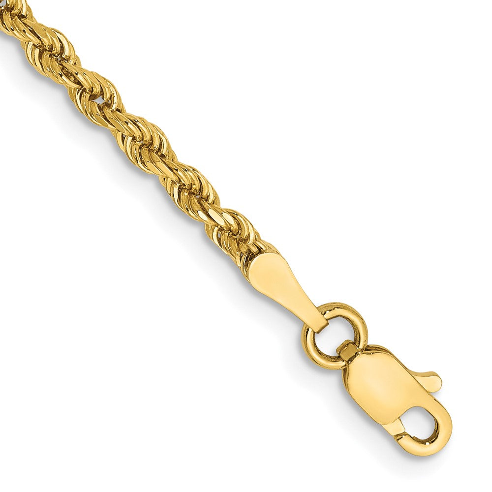 14K 7 inch 2.5mm Semi Solid Diamond-cut Rope with Lobster Clasp Chain