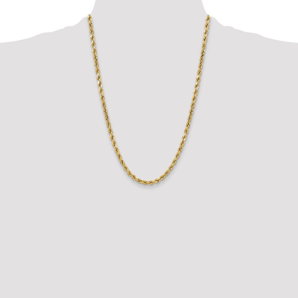 14K 24 inch 5.5mm Semi Solid Diamond-cut Rope with Lobster Clasp Chain