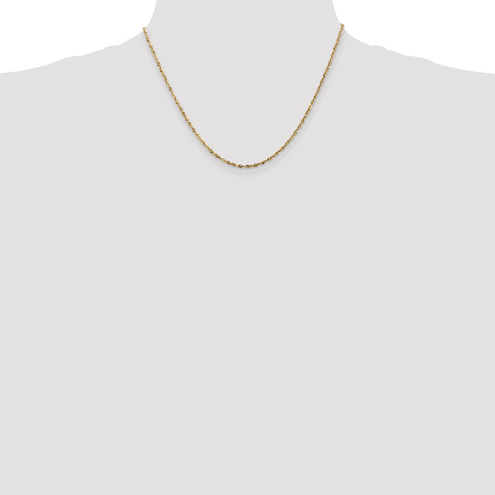 14K 18 inch 1.8mm Extra Light Diamond-cut Rope with Lobster Clasp Chain