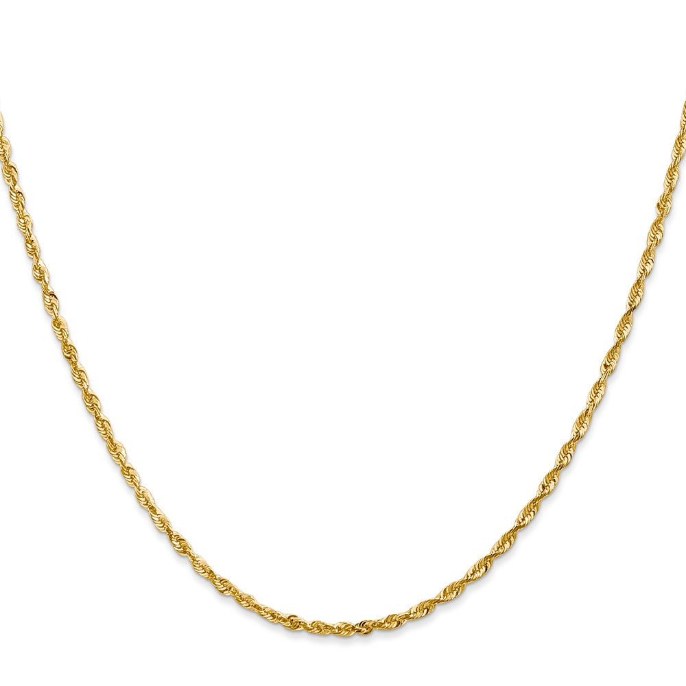 14K 16 inch 2mm Extra Light Diamond-cut Rope with Lobster Clasp Chain