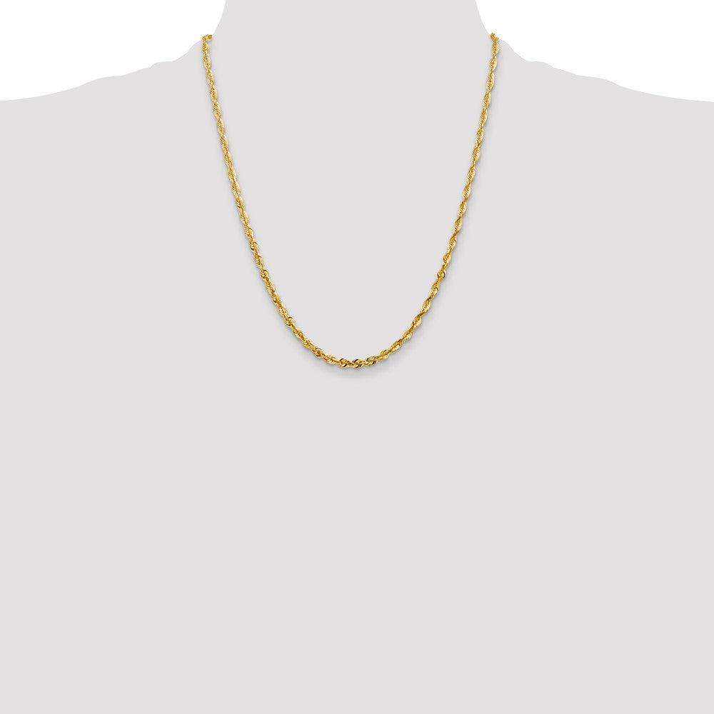14K 22 inch 4mm Extra Light Diamond-cut Rope with Lobster Clasp Chain