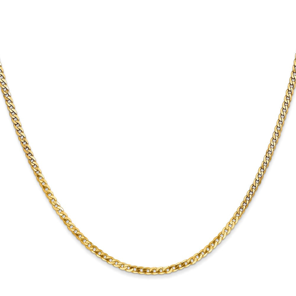 14K 22 inch 2.2mm Flat Beveled Curb with Lobster Clasp Chain