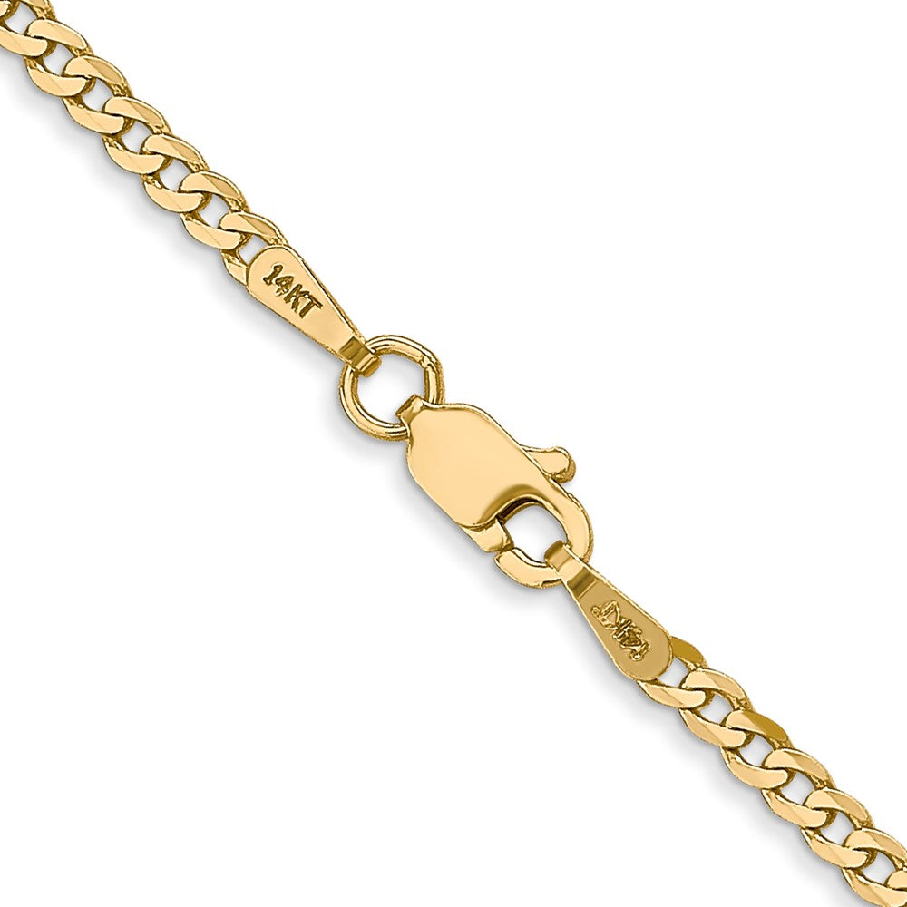 14K 22 inch 2.2mm Flat Beveled Curb with Lobster Clasp Chain