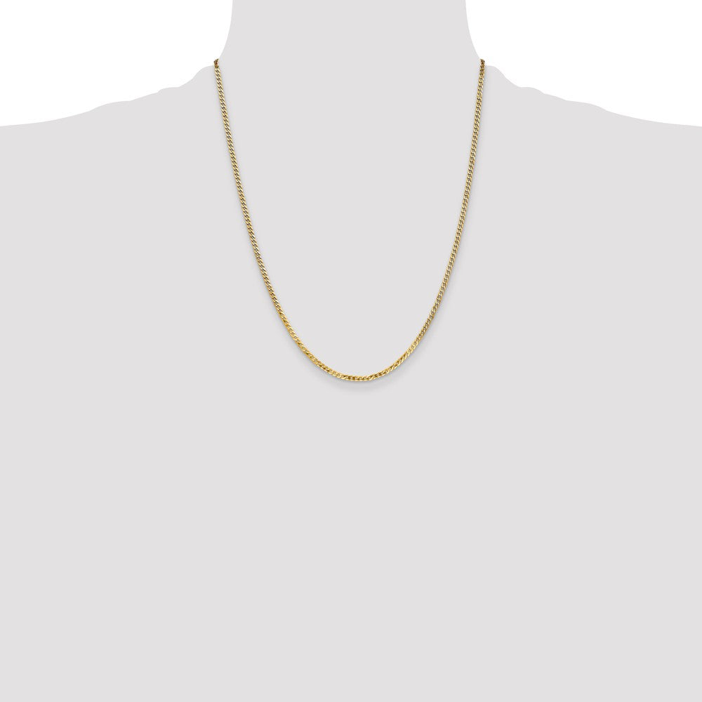 14K 22 inch 2.2mm Flat Beveled Curb with Lobster Clasp Chain