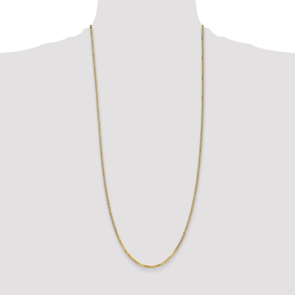 14K 30 inch 2.2mm Flat Beveled Curb with Lobster Clasp Chain