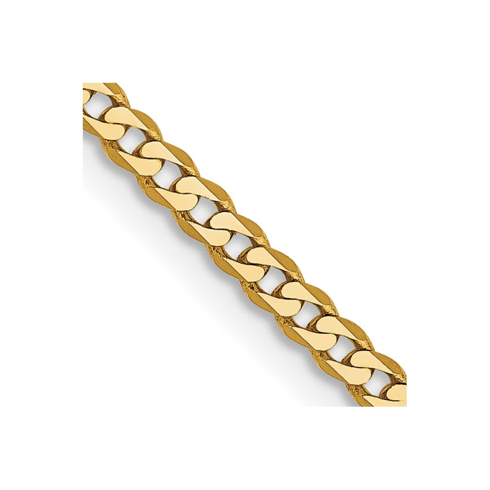 14K 22 inch 2.2mm Flat Beveled Curb with Lobster Clasp Chain