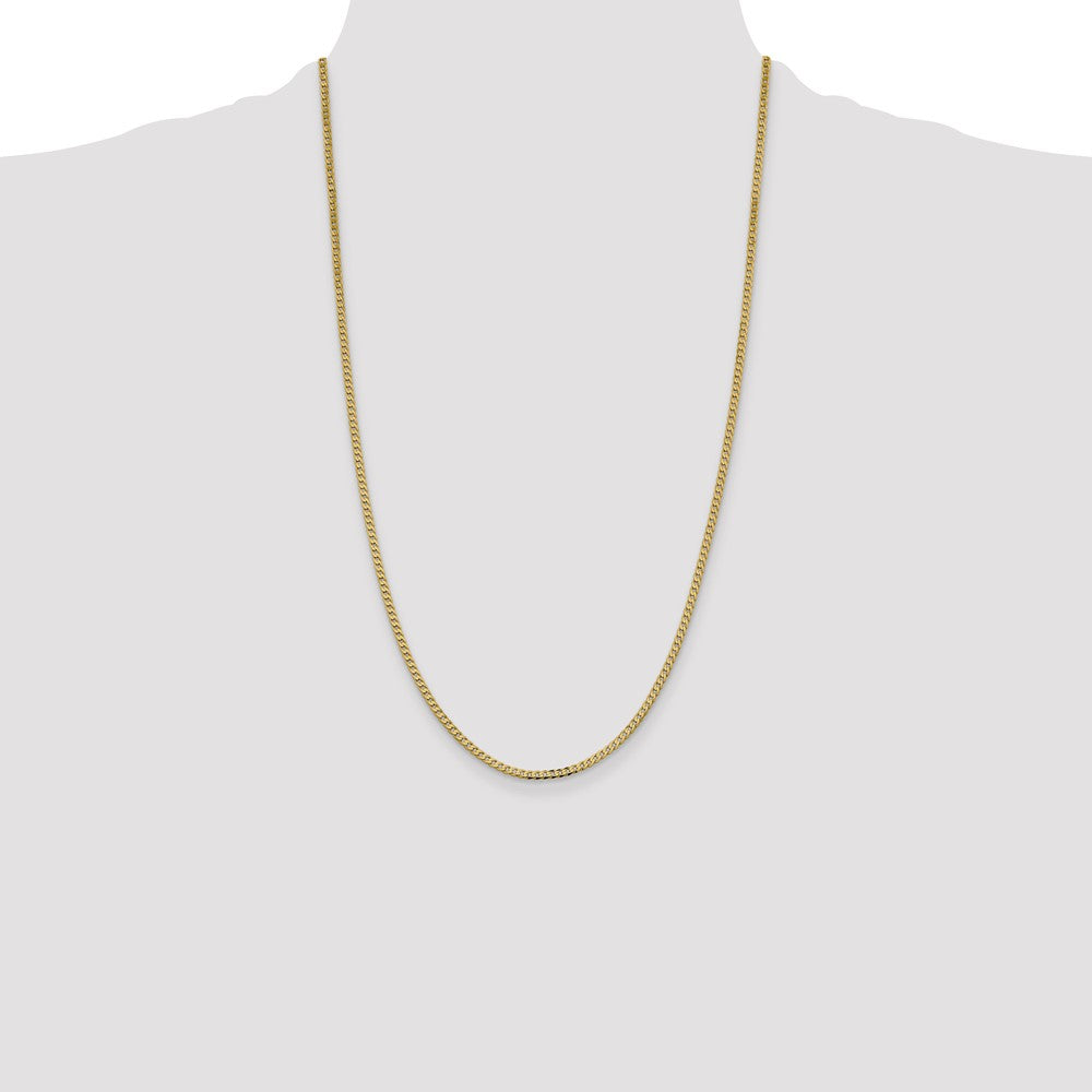 14K 26 inch 2.3mm Flat Beveled Curb with Lobster Clasp Chain