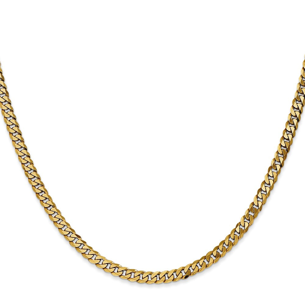 14K 18 inch 3.9mm Flat Beveled Curb with Lobster Clasp Chain