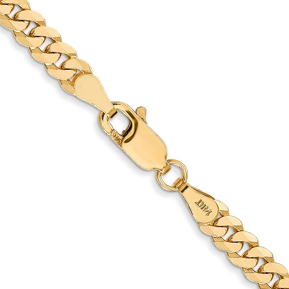 14K 18 inch 3.9mm Flat Beveled Curb with Lobster Clasp Chain