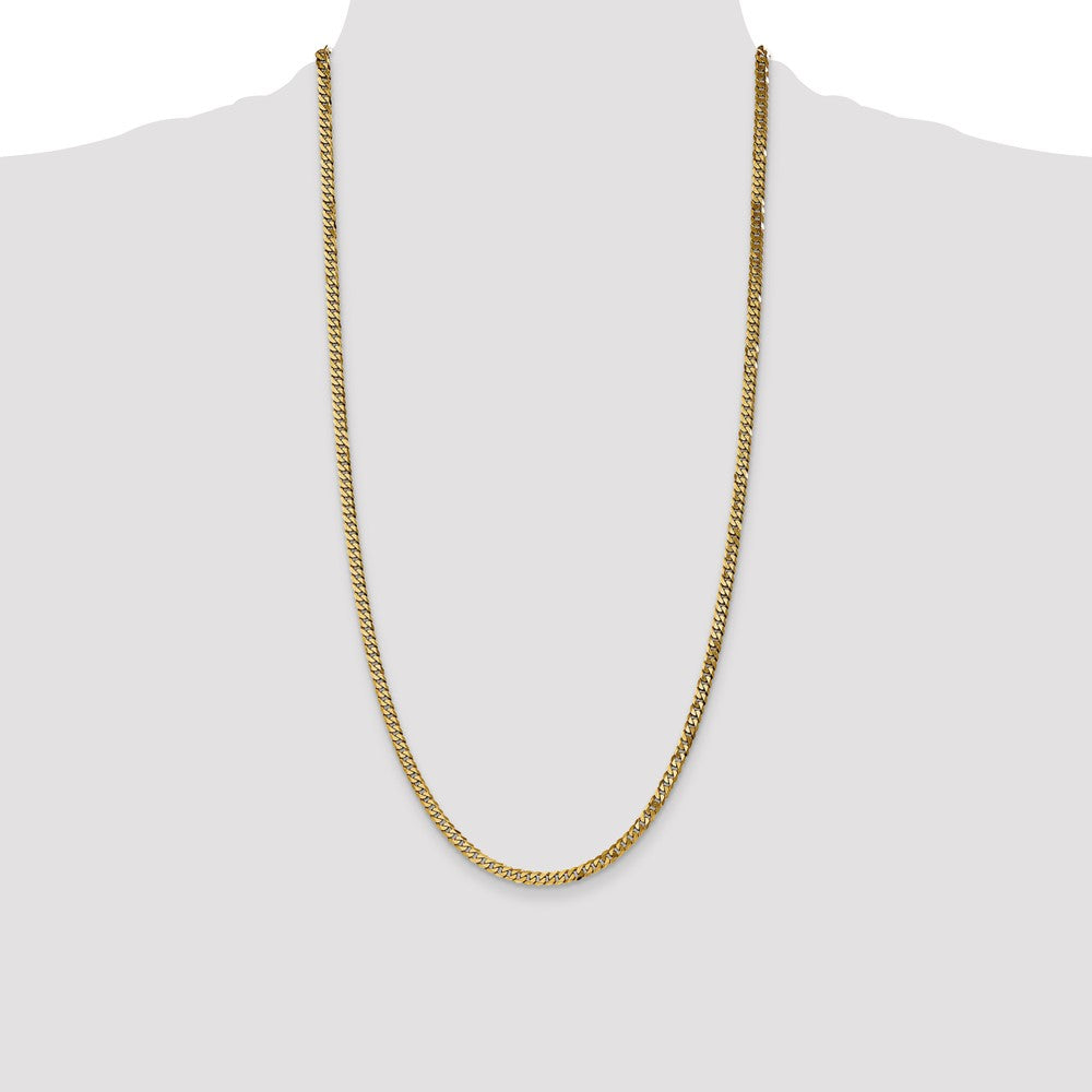 14K 28 inch 3.9mm Flat Beveled Curb with Lobster Clasp Chain
