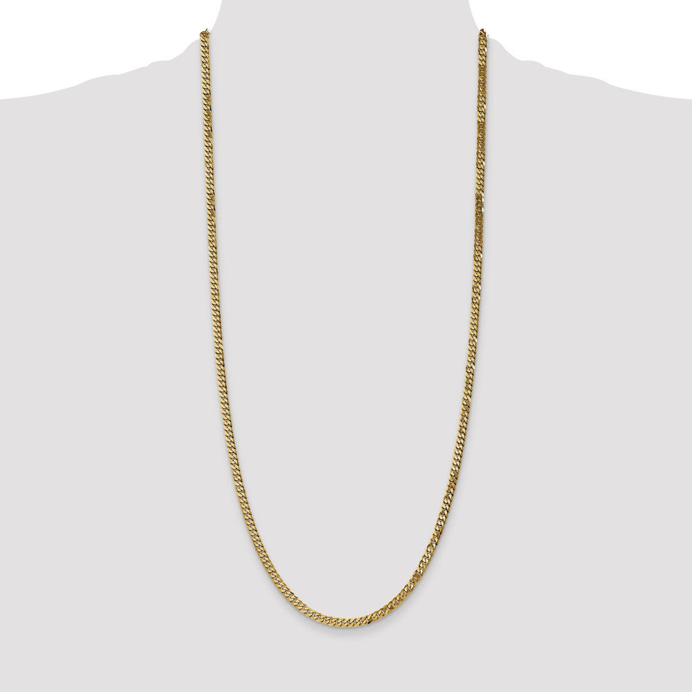 14K 30 inch 3.9mm Flat Beveled Curb with Lobster Clasp Chain