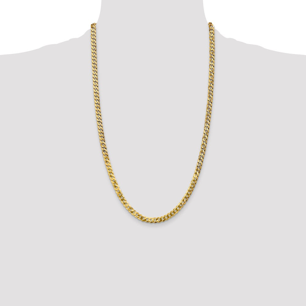 14K 26 inch 4.75mm Flat Beveled Curb with Lobster Clasp Chain