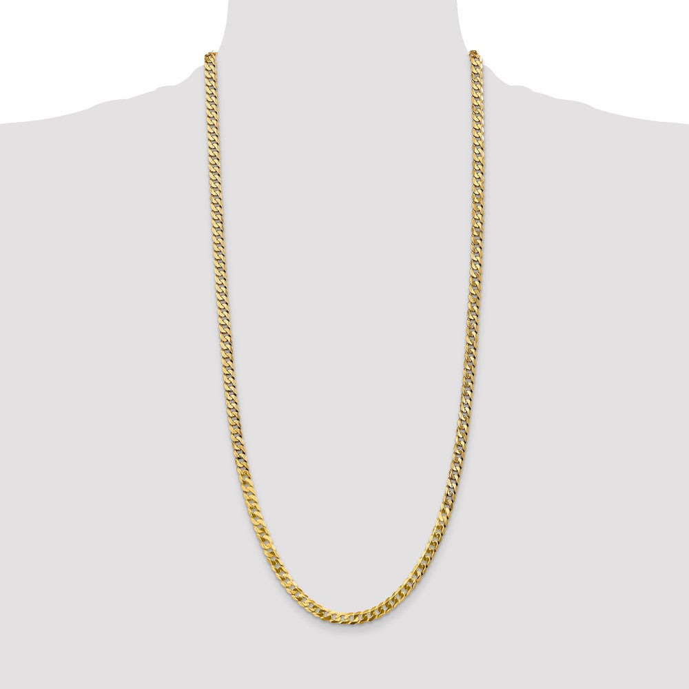 14K 30 inch 4.75mm Flat Beveled Curb with Lobster Clasp Chain