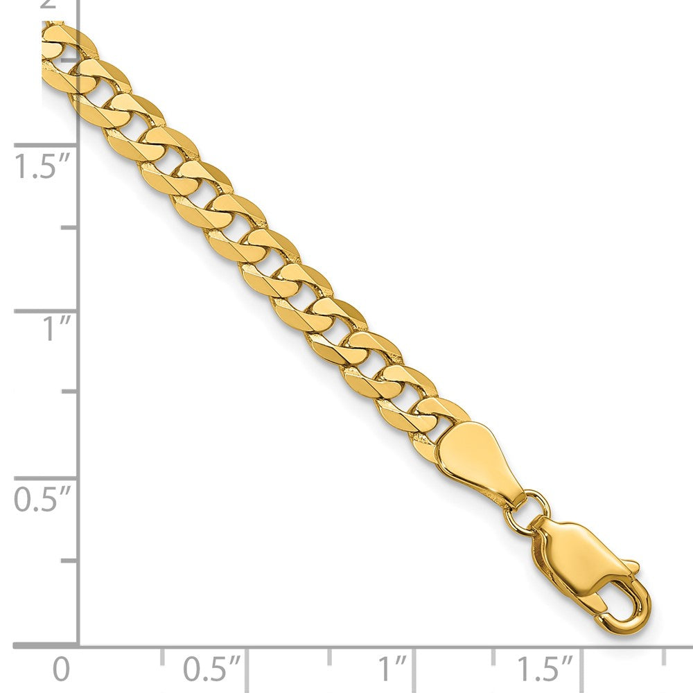 14K 8 inch 4.75mm Flat Beveled Curb with Lobster Clasp Bracelet