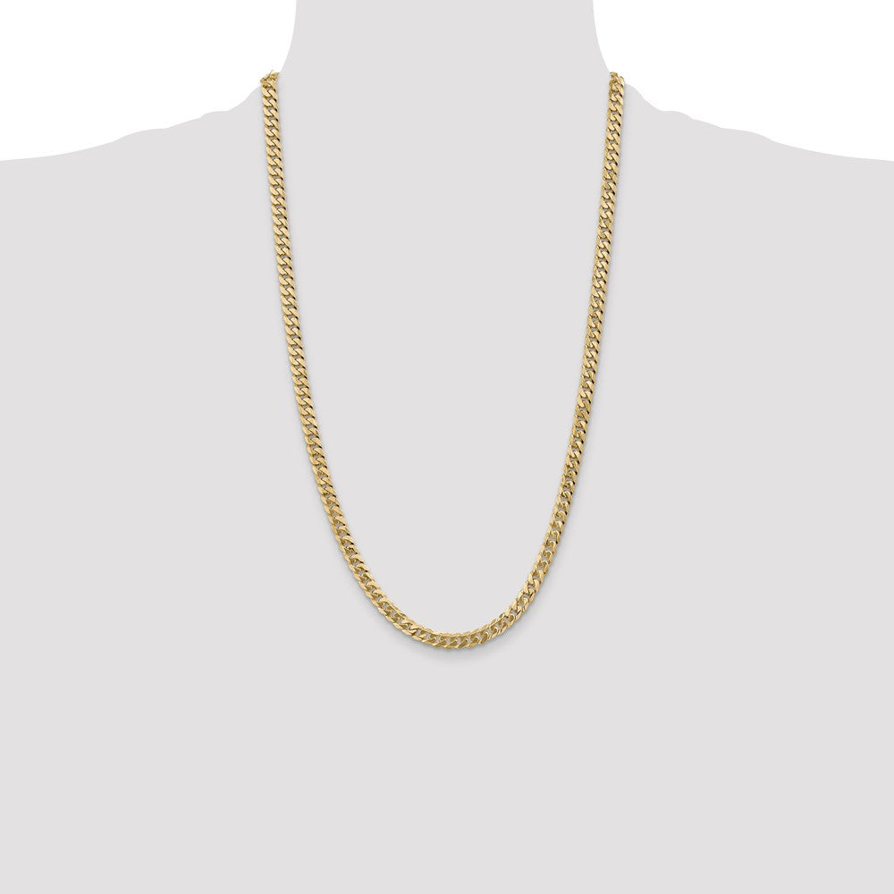 14K 26 inch 5.75mm Flat Beveled Curb with Lobster Clasp Chain