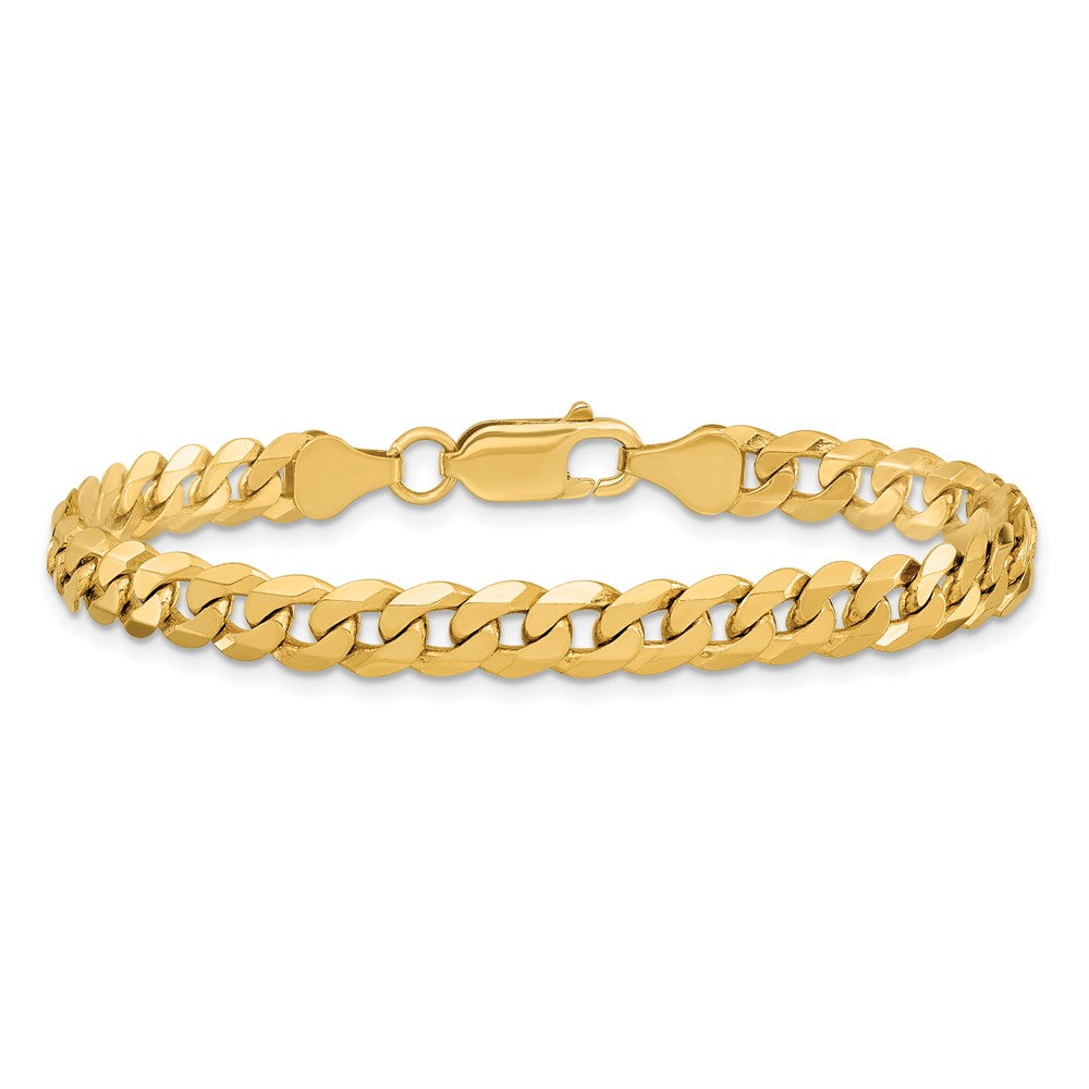 14K 8.5 inch 6.25mm Flat Beveled Curb with Lobster Clasp Bracelet