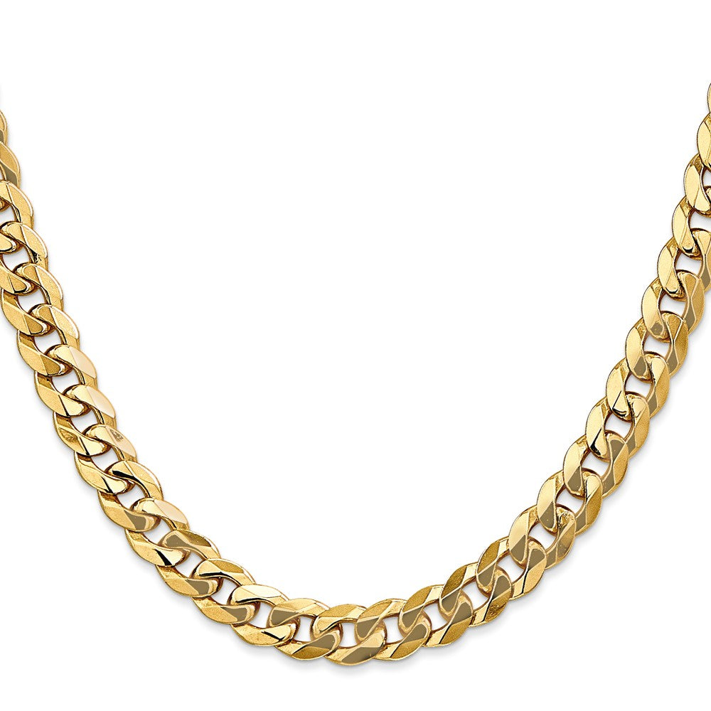 14K 24 inch 8mm Flat Beveled Curb with Lobster Clasp Chain