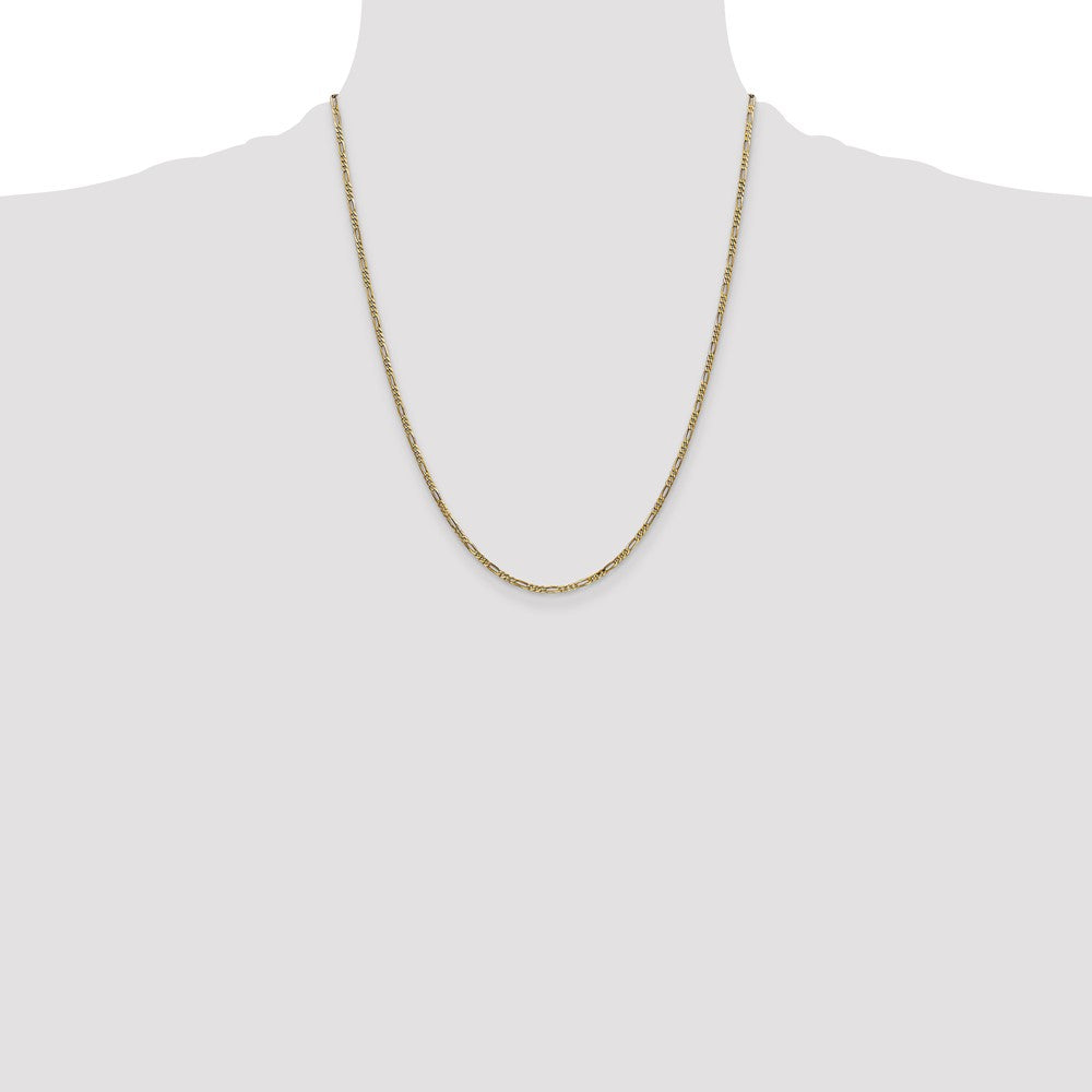 14K 22 inch 1.8mm Flat Figaro with Lobster Clasp Chain