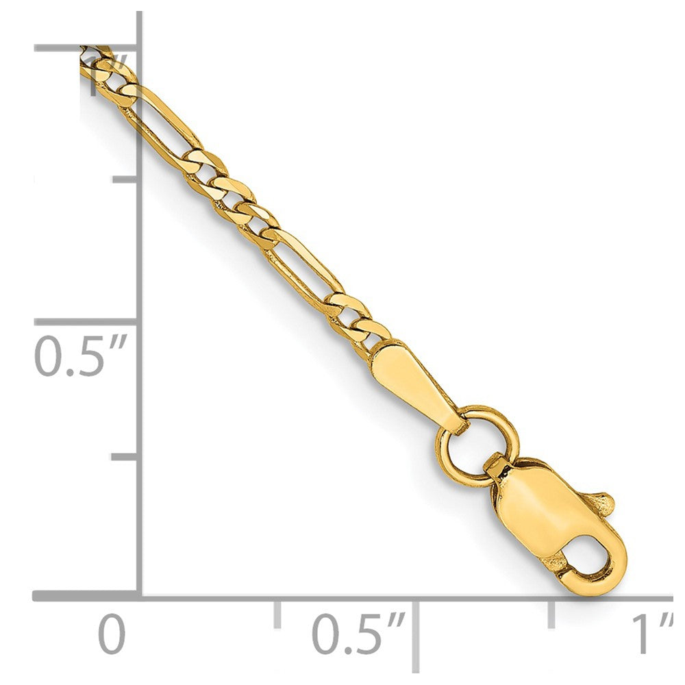 14K 14 inch 1.8mm Flat Figaro with Lobster Clasp Chain