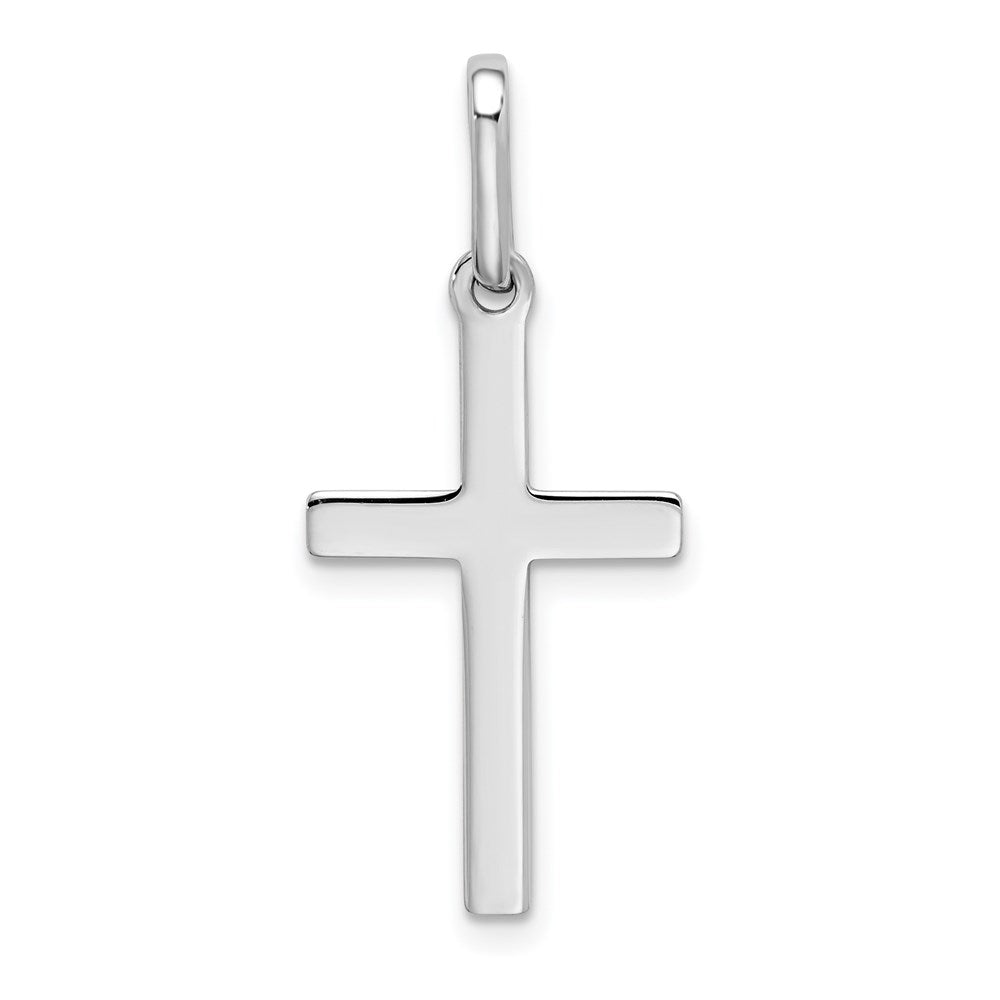 14k White Gold Hollow Cross Pendant