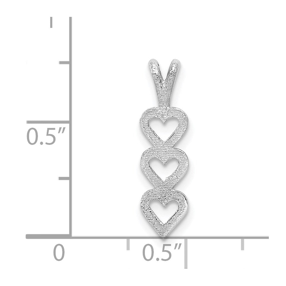 14k White Gold Triple Heart Pendant