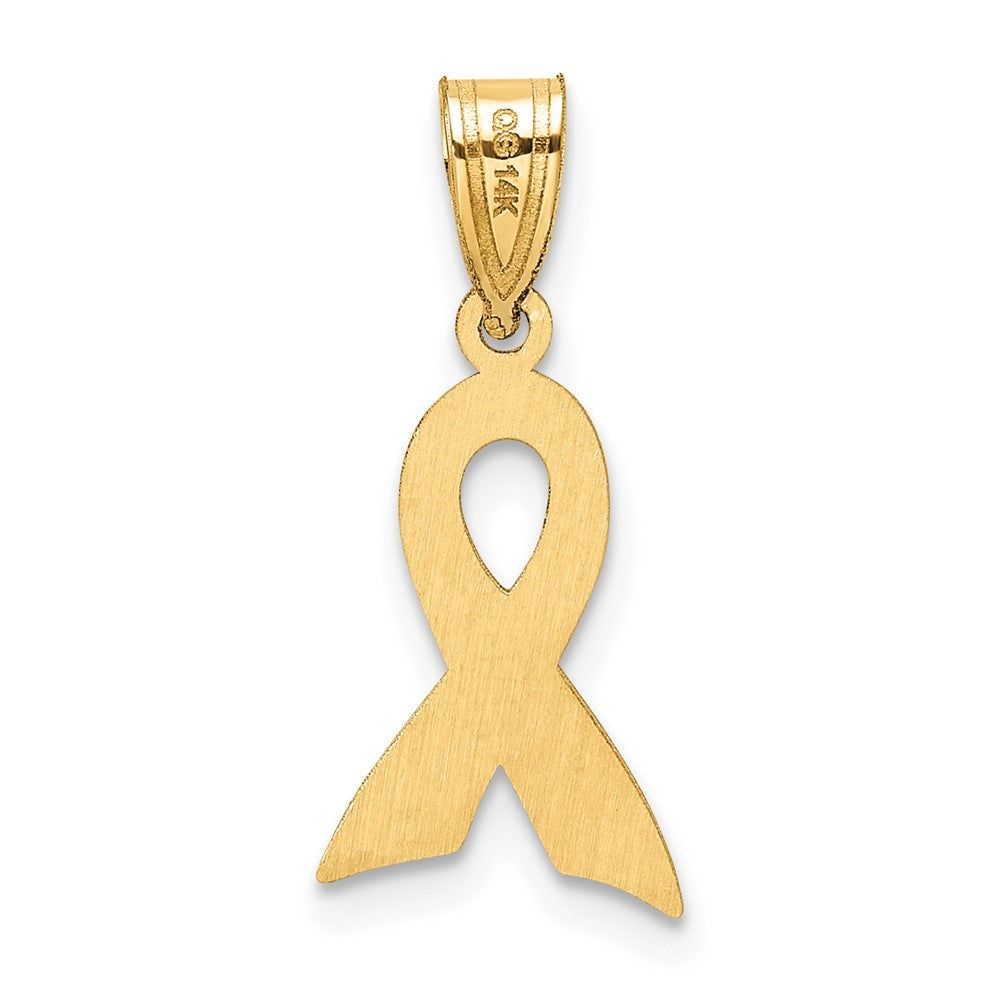 14k Small Enameled Awareness Ribbon Pendant