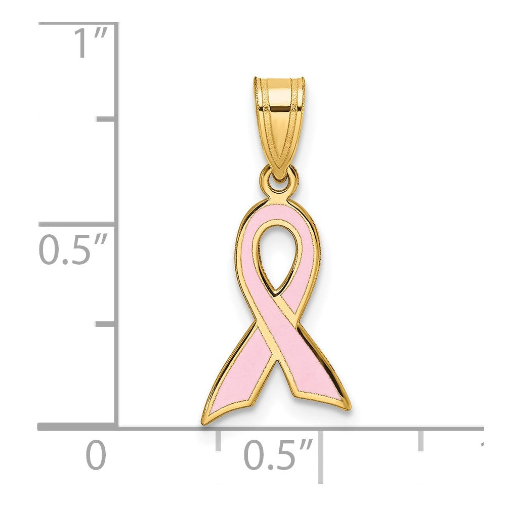 14k Small Enameled Awareness Ribbon Pendant