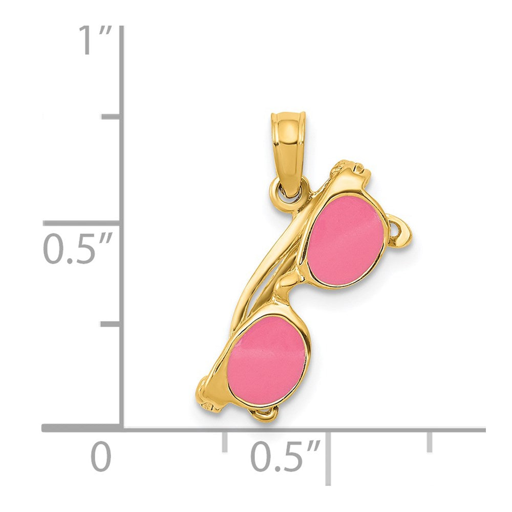 14k 3-D Pink Enameled Moveable Sunglasses Pendant