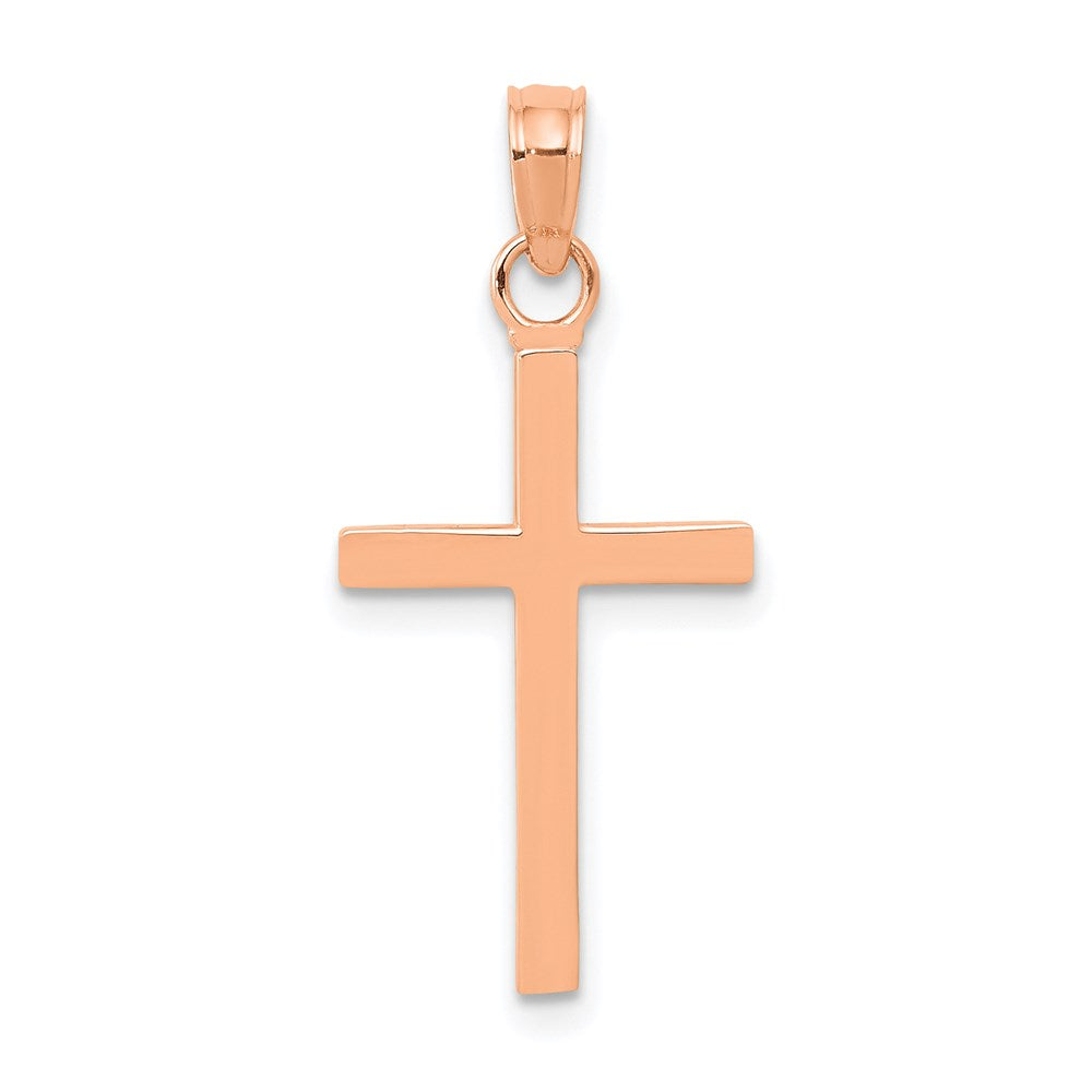 14k Rose Gold Polished Cross Pendant