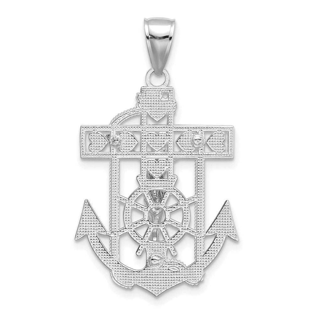14k White Gold Mariner's Crucifix Pendant
