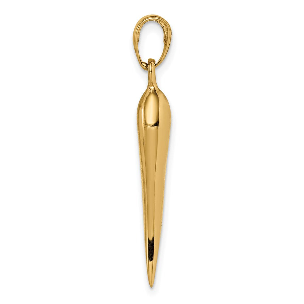 14k Large 3D Italian Horn Pendant