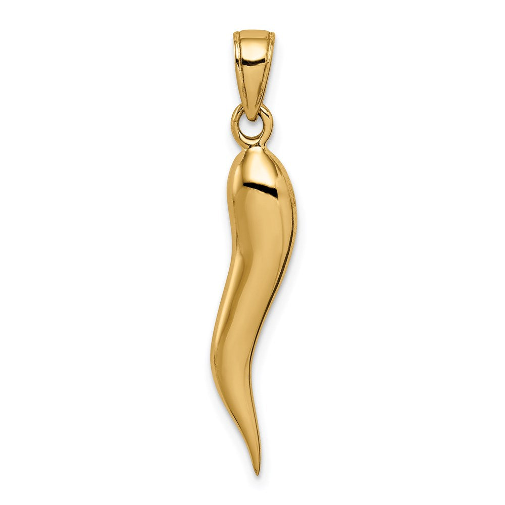14k Large 3D Italian Horn Pendant