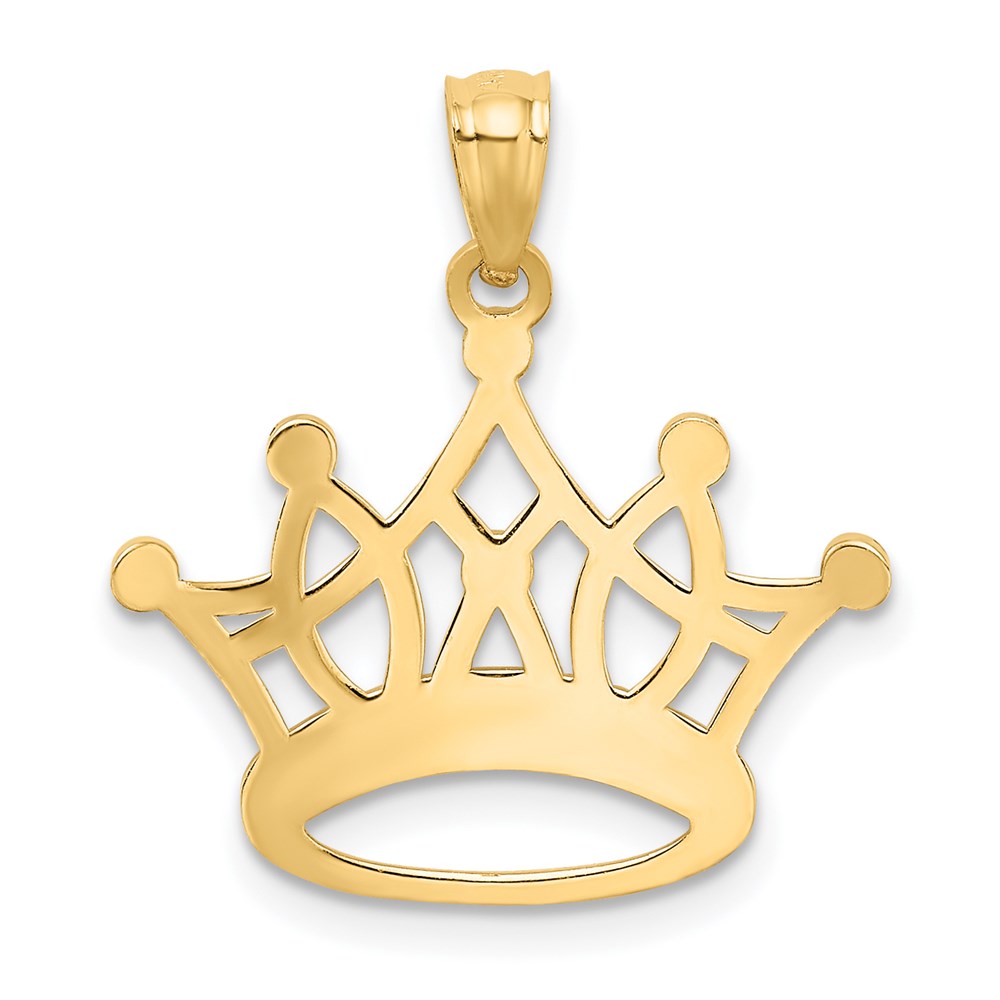 14k and Rhodium Crown Pendant