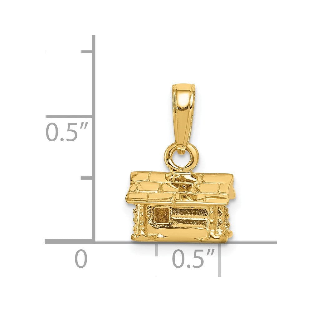 14k 3-D Log Cabin Pendant