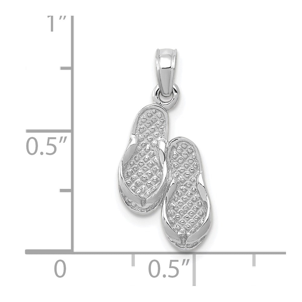 14k  3D White Gold Flip Flops Pendant