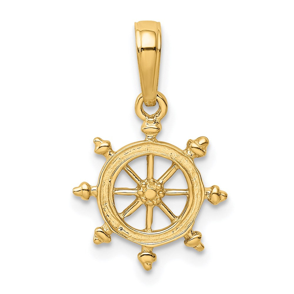14k Ship Wheel Pendant