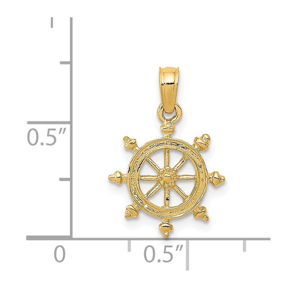 14k Ship Wheel Pendant