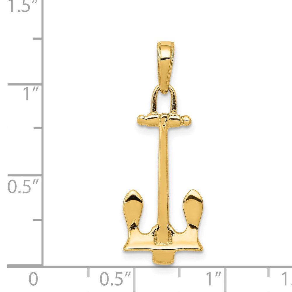 14K  3D Navy Anchor Pendant