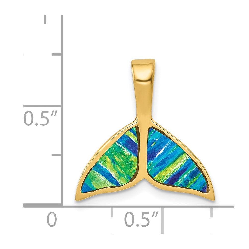 14k Imitation Opal Whale Tail Slide